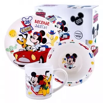 ND Play Набор посуды в подарочной упаковке Микки Маус Дорога (3 предмета)
