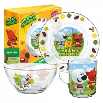 ND Play Набор стеклянной посуды «Мимимишки» Кеша друзья (3 предмета)