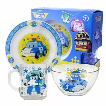 ND Play Набор стеклянной посуды Робокар Поли (3 предмета)