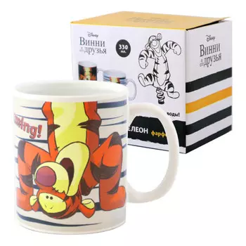 ND Play Термо-кружка Винни-Пух Тигра в подарочной упаковке фарфор 330 мл
