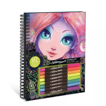 Nebulous Stars Раскраска для девочек 60 черных скетч страниц, 8 неоновых гелеевых ручек