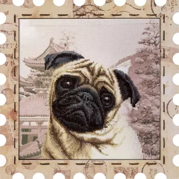Нова Слобода Набор для вышивания КО №01 Марка 4018 Мопс 24х24 см
