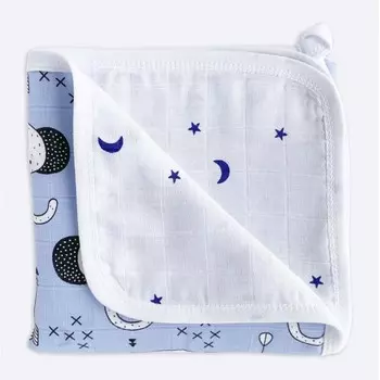 Одеяло Mjolk двустороннее муслиновое лёгкое Слоники/Звезды 80х80 см