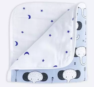 Одеяло Mjolk двустороннее муслиновое утепленное Слоники/Звезды 100х75 см