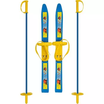 Олимпик спорт Лыжи детские Снегири с палками 66/75 см