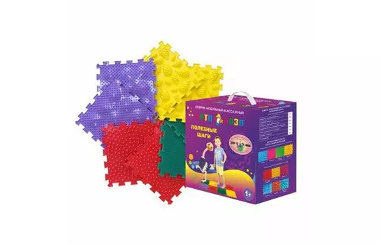 Орто Пазл Коврик Модульный массажный ортопедический Микс Полезные Шаги