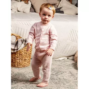 Папитто Комплект вязаный Сердечки кофточка и штанишки 2 предмета