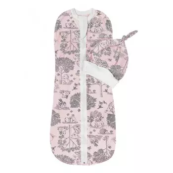 Пеленка AmaroBaby Кокон на молнии с шапочкой Soft Hugs Лесная сказка