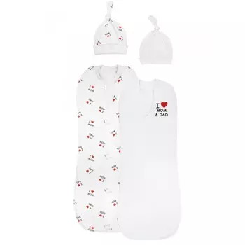 Пеленка AmaroBaby Кокон с шапочкой Love 2 шт.