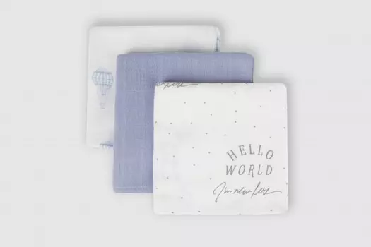 Пеленка Firstday муслин Blue balloons 80х80 см 3 шт.