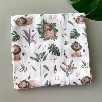 Пеленка MamSis муслиновая Львята