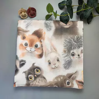 Пеленка MamSis муслиновая Милые мордочки