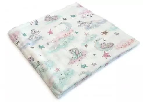 Пеленка MamSis Розовые единороги 120х120 см