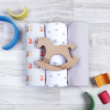 Пеленка Mjolk Babe/White Sand/Звёзды 120х85 см 3 шт.