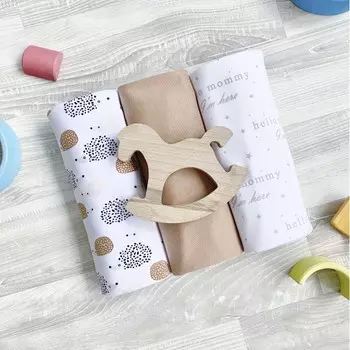 Пеленка Mjolk Ёжики/Hello Mommy/Camel 120х85 см 3 шт.