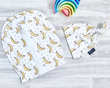 Пеленка Mjolk Кокон и шапочка Бананы