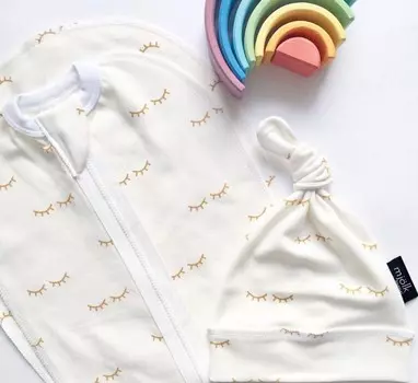 Пеленка Mjolk кокон и шапочка Basic Глазки