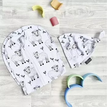 Пеленка Mjolk кокон и шапочка Basic Овечки