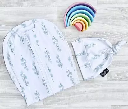Пеленка Mjolk Кокон и шапочка Эвкалипт