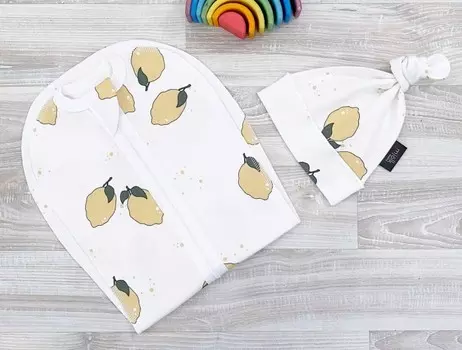 Пеленка Mjolk кокон и шапочка Лимоны