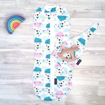 Пеленка Mjolk кокон и шапочка Облачка