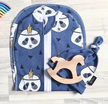 Пеленка Mjolk кокон и шапочка Панды 2