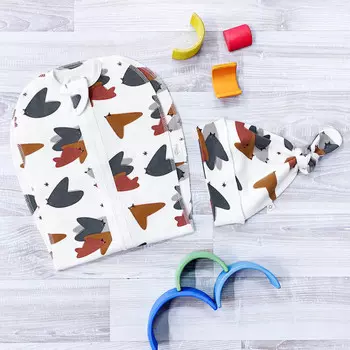 Пеленка Mjolk кокон и шапочка Птицы