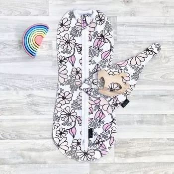 Пеленка Mjolk кокон и шапочка Spring Blossoms