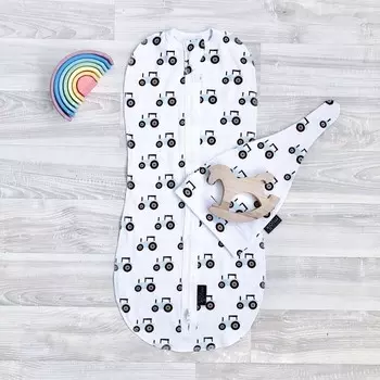 Пеленка Mjolk кокон и шапочка Тракторы