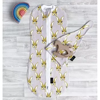 Пеленка Mjolk Кокон и шапочка Зайчики