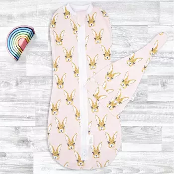 Пеленка Mjolk Кокон и шапочка Зайчики New