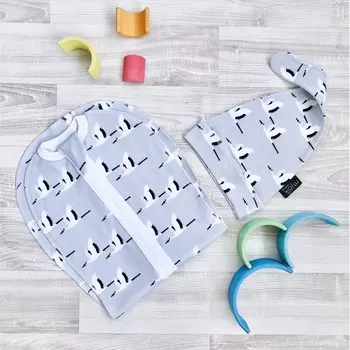 Пеленка Mjolk кокон и шапочка Журавли