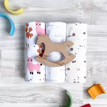 Пеленка Mjolk Ламы девочки/Кляксы/Hello Mommy 80х80 см 3 шт.