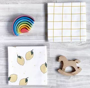 Пеленка Mjolk Лимоны/Клетка 120х85 2 шт.