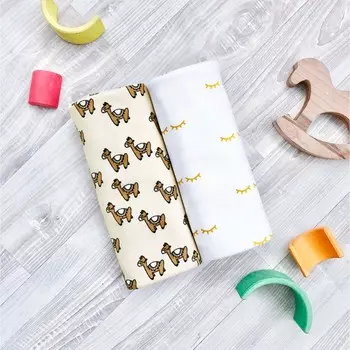 Пеленка Mjolk Лошадки/Глазки 80х80 см 2 шт.