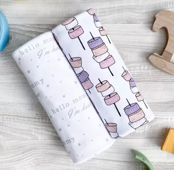 Пеленка Mjolk Маршмэллоу/Hello Mommy 120х85 2 шт.