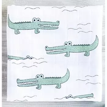 Пеленка Mjolk Муслиновая Крокодилы 80x80 см