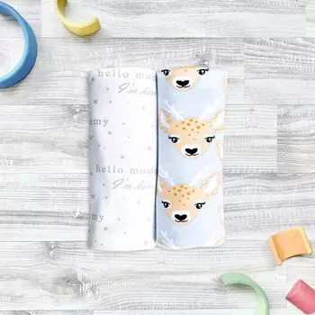 Пеленка Mjolk Оленята/Hello Mommy 80х80 сет 2 шт.