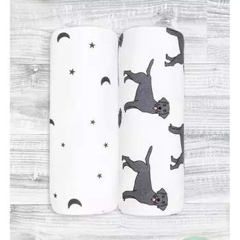 Пеленка Mjolk Собачки/Ночное небо 80х80 2 шт.