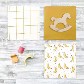 Пеленка Mjolk трикотажная Бананы/Mustard/Клетка 80х80 3 шт.