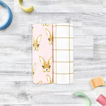 Пеленка Mjolk Зайчики NEW/Клетка 120х85 2 шт.