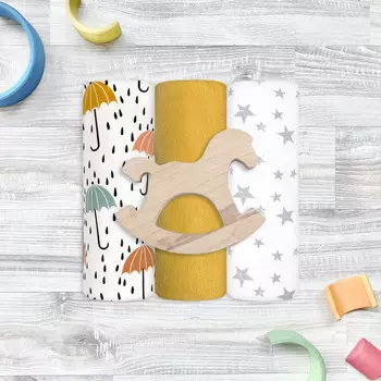 Пеленка Mjolk Зонтики/Mustard/Звёзды 80х80 см 3 шт.
