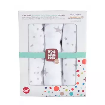 Пеленка Trois Kilos sept Муслиновая Звезды 70х70 см 3 шт.