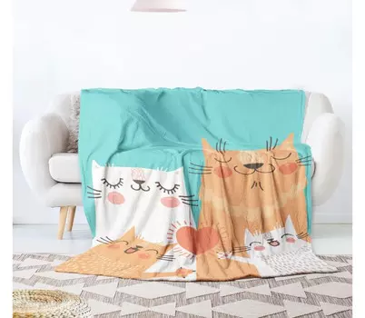 Плед JoyArty Большой плед покрывало Веселая кошачья семья велсофт 180x230 см