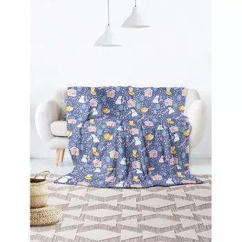 Плед JoyArty Большой плюшевый плед 150x200 из микрофибры Домики в лесу на диван или кресло