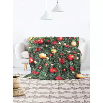 Плед JoyArty Большой плюшевый плед 150x200 из микрофибры Елка в шарах на диван или кресло