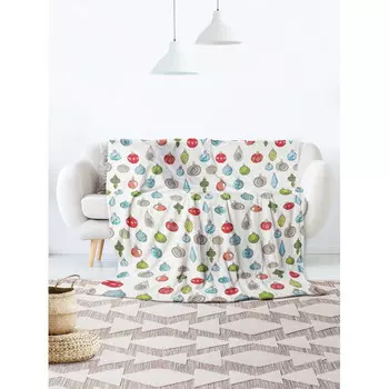 Плед JoyArty Большой плюшевый плед 150x200 из микрофибры Елочные игрушки на диван или кресло