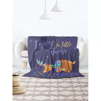 Плед JoyArty Большой плюшевый плед 150x200 из микрофибры Лось и сердечки на диван или кресло