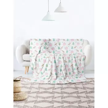 Плед JoyArty Большой плюшевый плед 150x200 из микрофибры Лось возле дома на диван или кресло