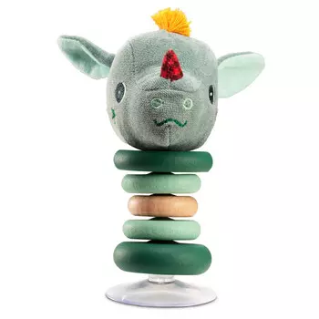 Погремушка Lilliputiens качающаяся с деревянными колечками Дракон Джо с присоской